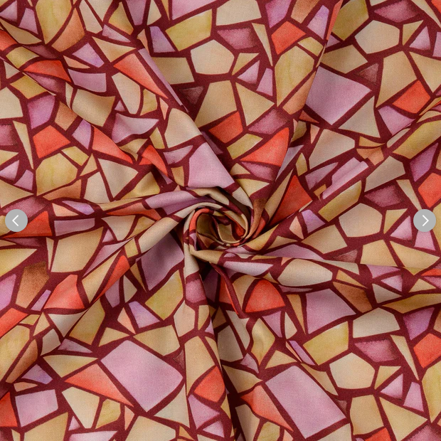 Katoen met geometrische print bordeaux